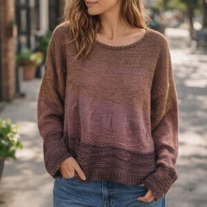 Lilith Designer Ombre Mohair Alpaca Sweater Boho Knit Artwear